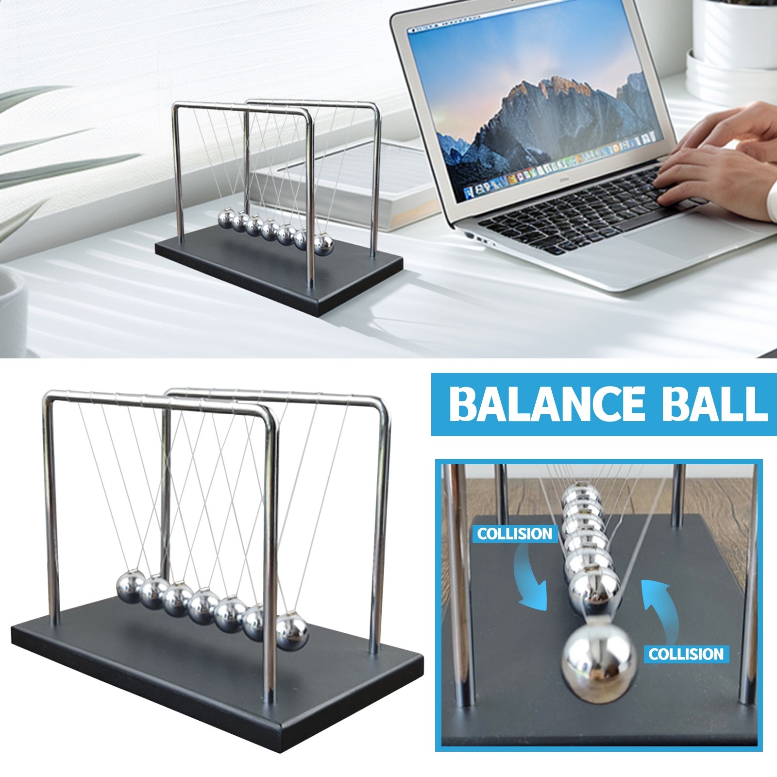 Boule de pendule Newton en mét - Newton Cradle Large avis et prix